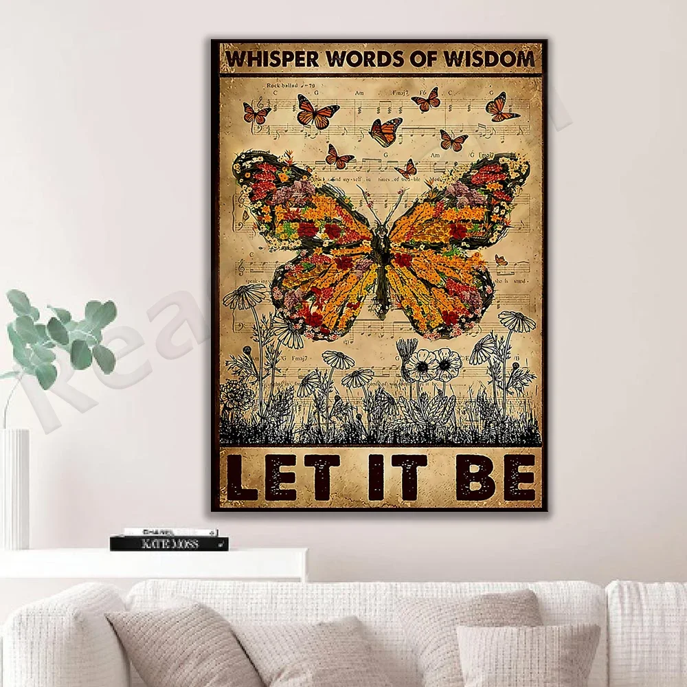 Hippie retro butterfly whispers the word of wisdom to make it a poster, retro butterfly poster hippie poster home decoration gif