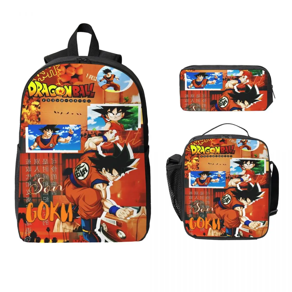 3Pcs DragonBallZ merch Backpack Set for Girls Boys Pen Bags Bookbag Sets with Lunch Box For Primary School Students Knapsack