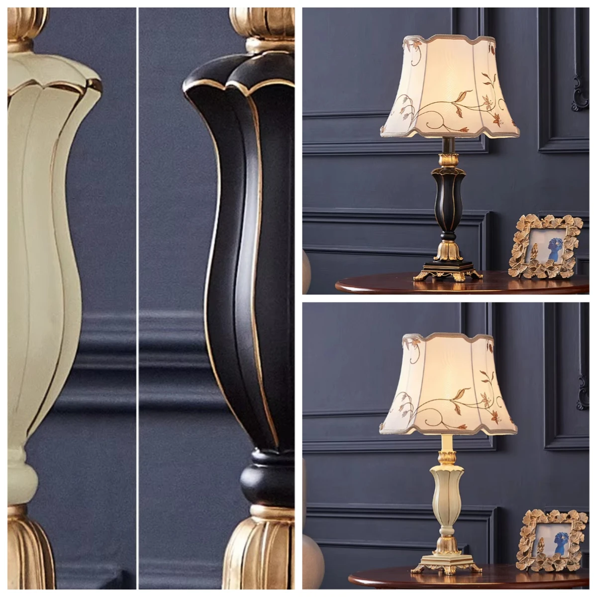 For Romantic Nightstand Lamp, Light Luxury Vintage Desk Light for Bedroom, Wedding Room Ambiance
