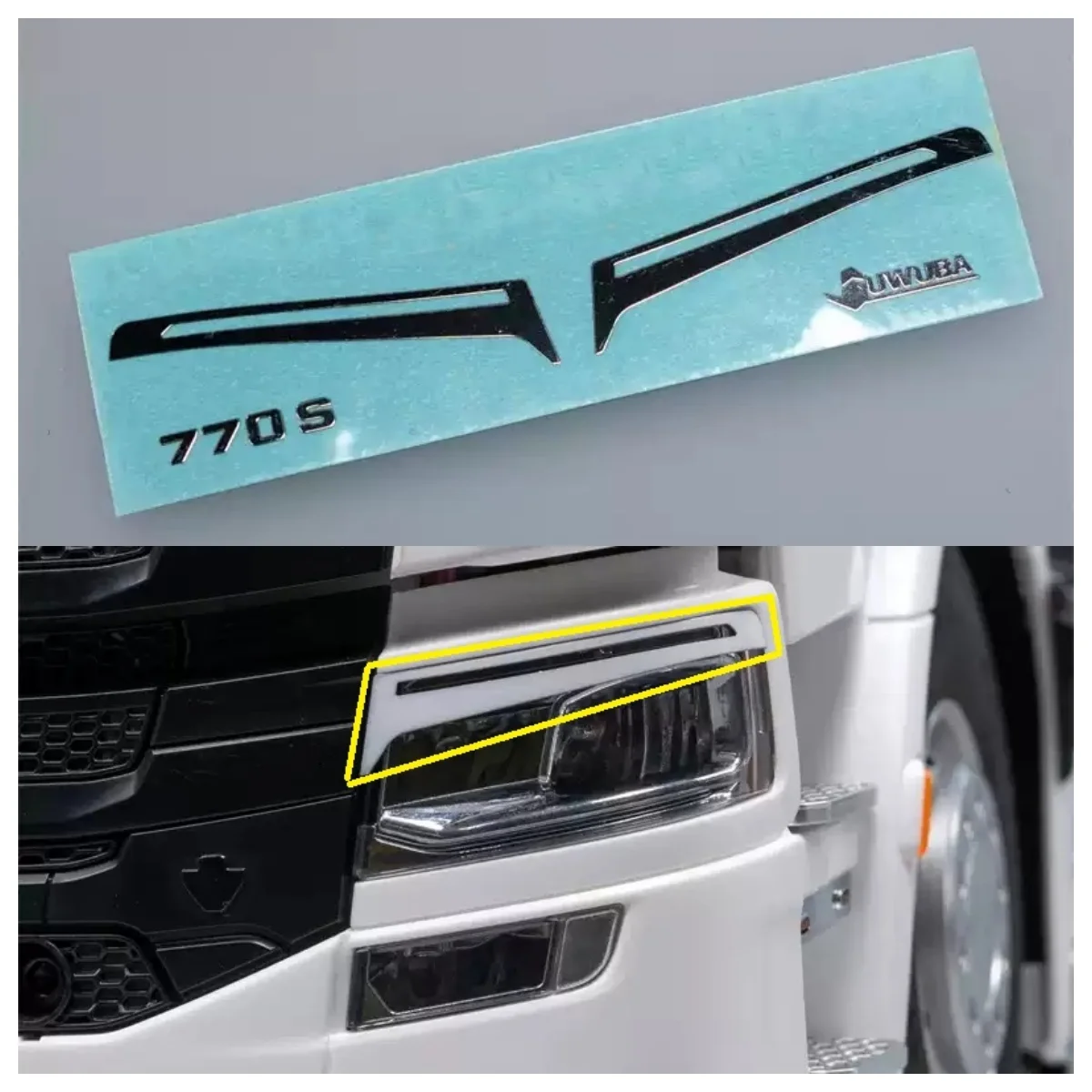 770s Headlight Decorative Metal Eyebrow Stickers Interior Stickers For 1/14 Tamiya Trailer for Scania 56368 Modification Diy Par