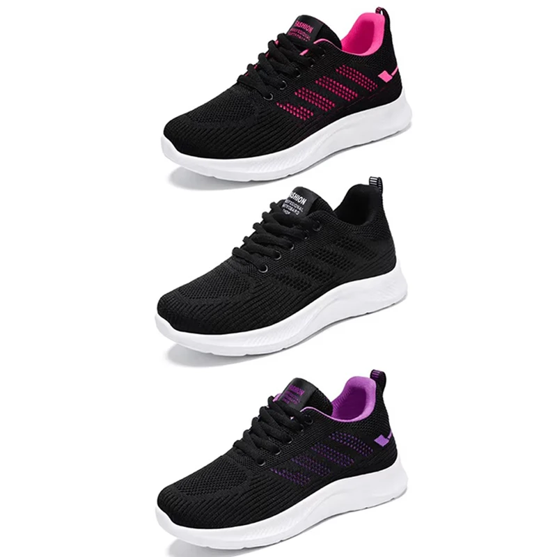 

Vulcanized Shoes New Soft Sole Casual Sports Women Shoes Women Breathable Single Slippers Fly Woven Mesh Running Shoes Women