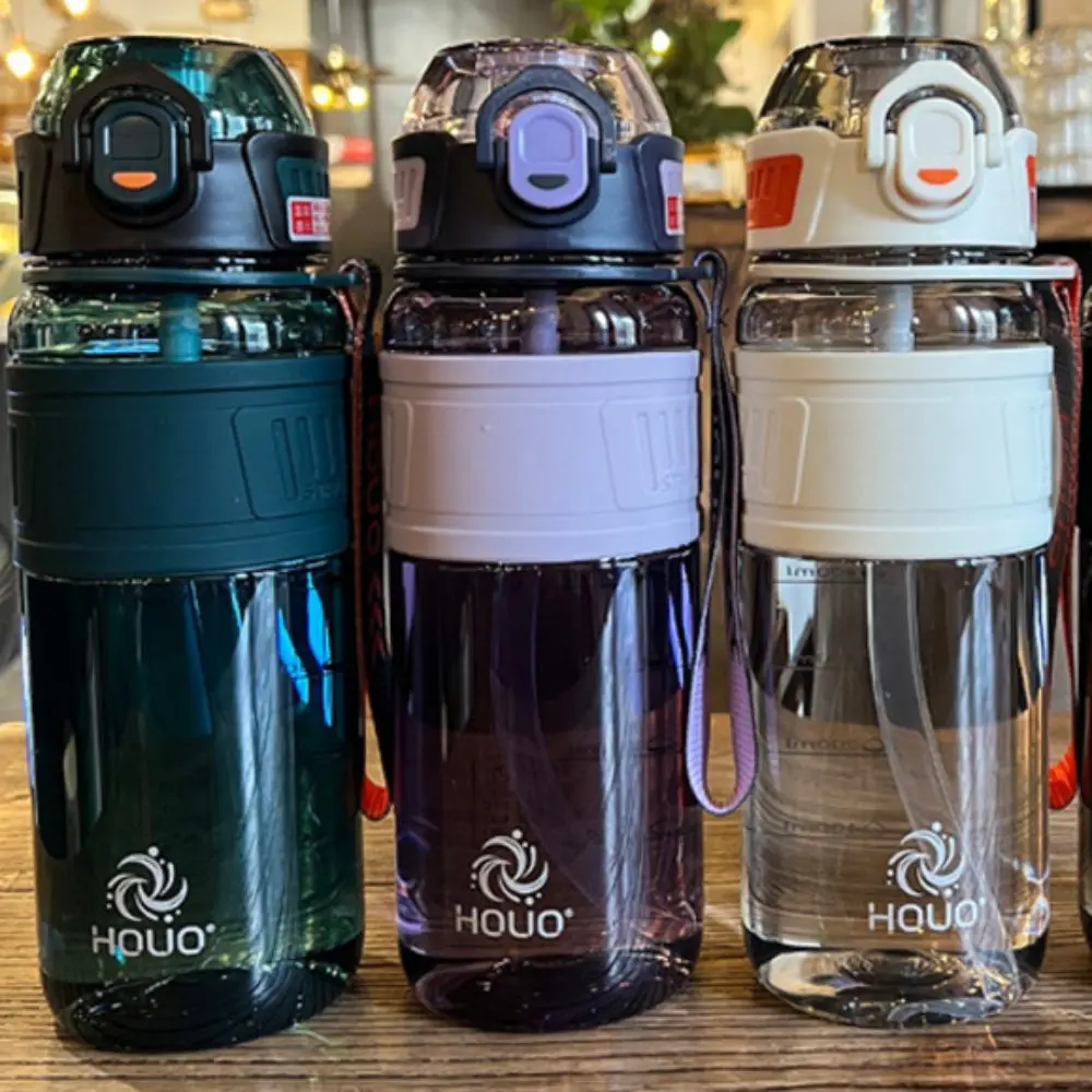 Botella de agua deportiva de 1 litro para PC, pajita retráctil de gran capacidad, vaso de plástico colorido, resistente a caídas, a prueba de fugas