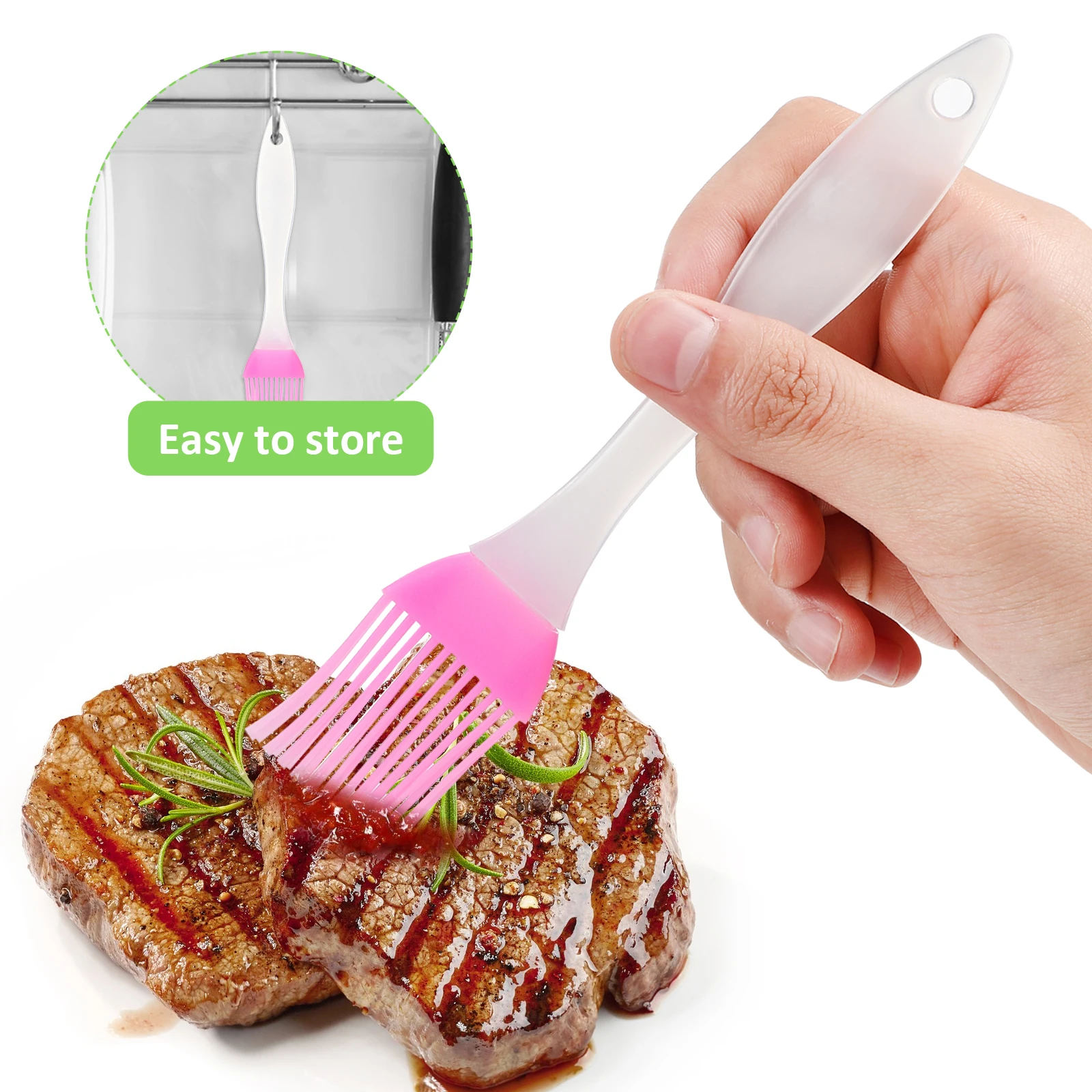 

1 set 9 Inch Gray Silicone Food Tong BBQ Steak Tong Kitchen Tools Household Reusable Oil Brush Practical