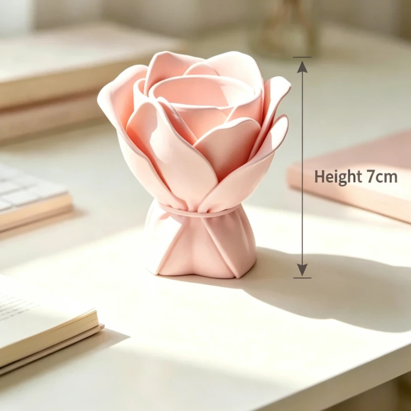 Rose Bouquet Pen Holder 3D Printed PLA Desk Organizer Flower Pencil Holder Home Office Desktop Decor Cute Stationery Storage