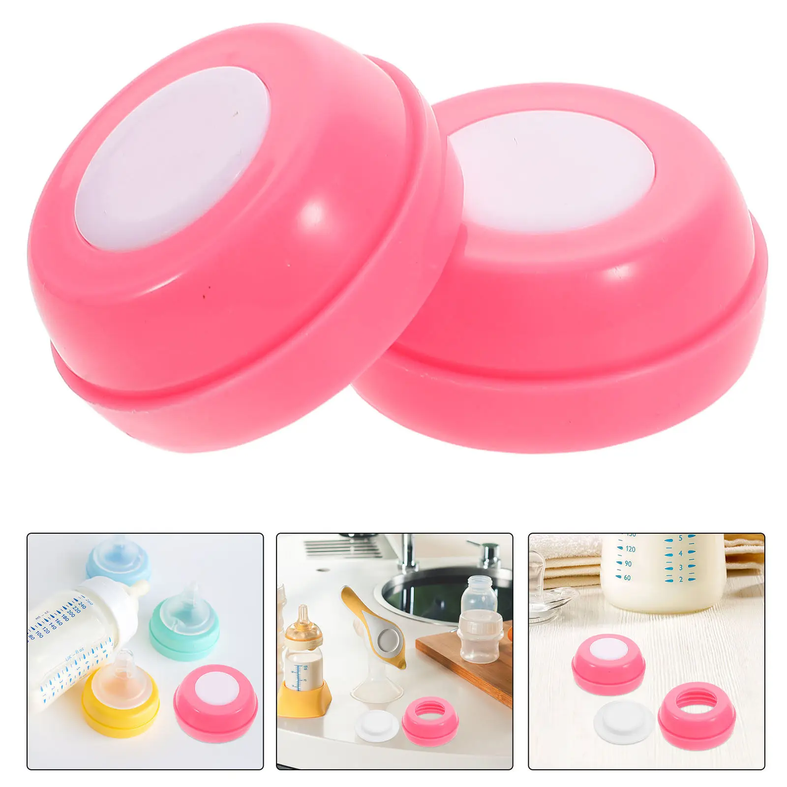 

Набор из 6 герметичных крышек для детских бутылочек с широким горлышком, розовые, для хранения грудного молока, многоразовые сменные крышки-заглушки для дорожных бутылочек, защитные колпачки для молочных бутылочек