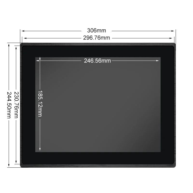 12 inch 1024*768 HD-MI VGA Capacitive touch screen Metal Aluminum Frame TFT Embedded pure flat OEM industrial LCD LED