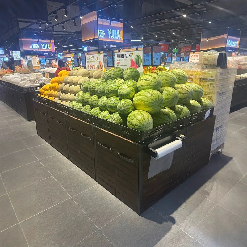 Supermarket fruit and vegetable rack Convenience store fruit rack Stainless steel fruit rack