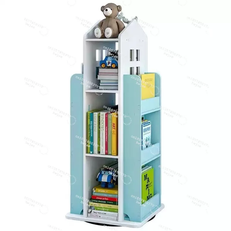 Simple Household Storage Shelf for Kids, Students and Picture Books，Rotating Bookshelf, Space-Saving Floor Standing Bookcase