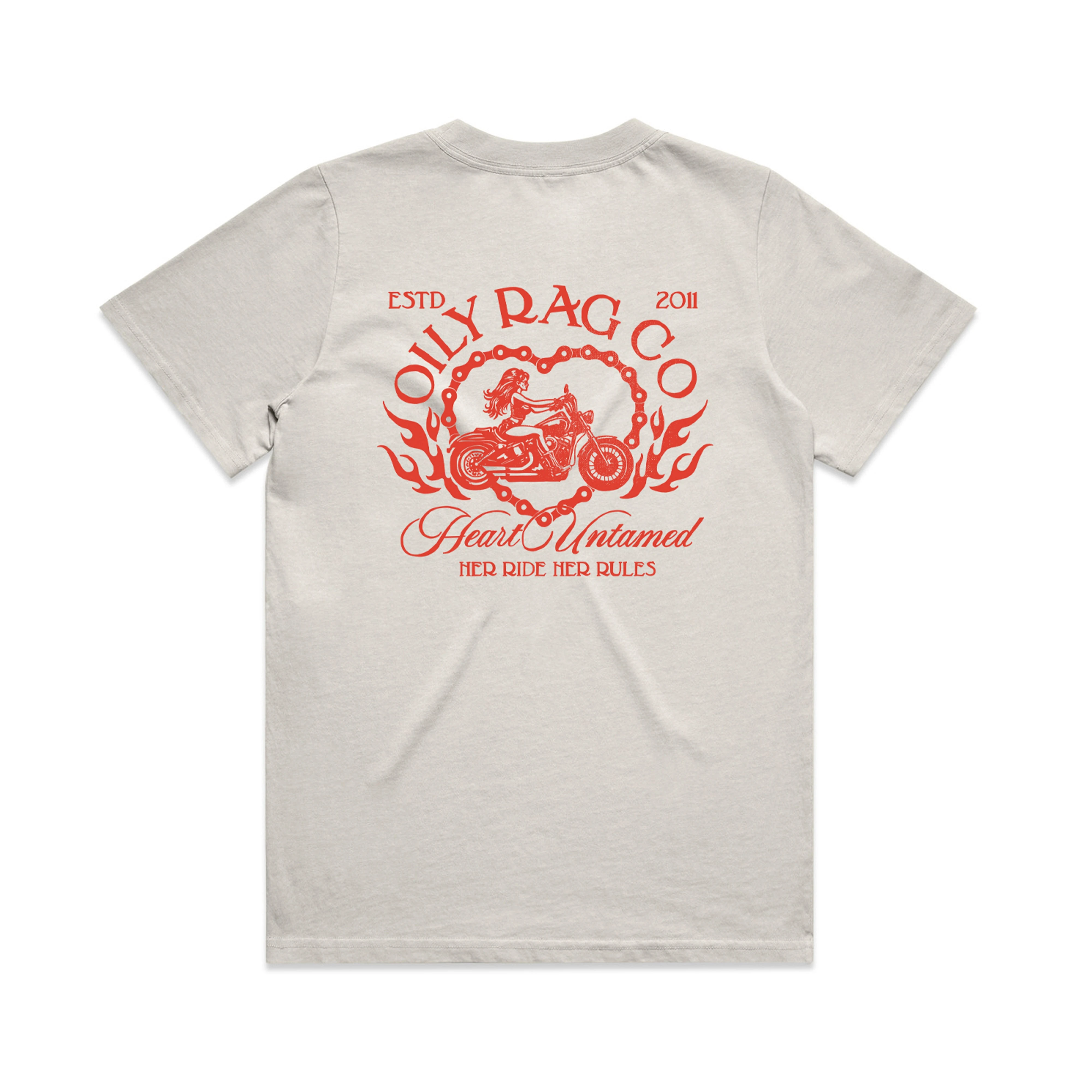 Retro Lady‑Chopper‑Rider Heart‑Chain Her Ride Her Rules Graphic Tee Cotton Mens Womens T-Shirt Outdoor Casual Top
