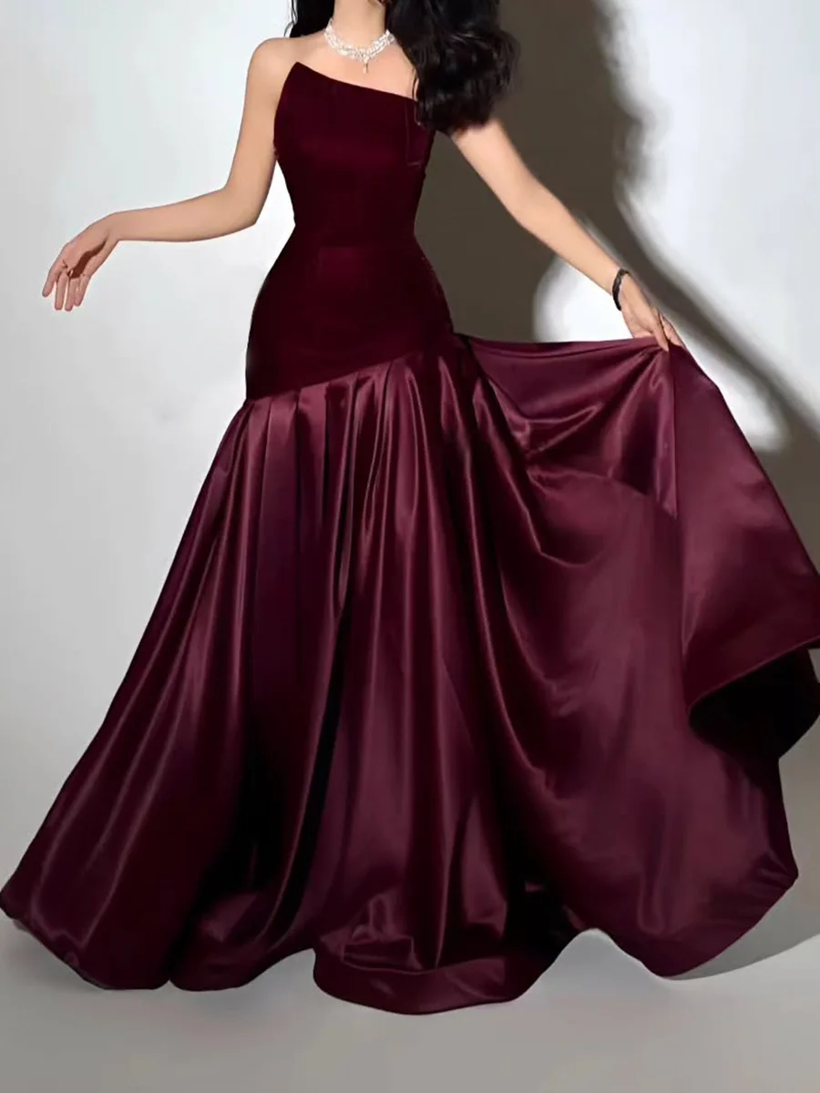 فساتين سهرة رسمية أنيقة من الساتان المخملي الأرجواني مخصصة حورية البحر العربية ذيل السمكة للحفلات الراقصة للنساء رداء حفلات رسمي 2025