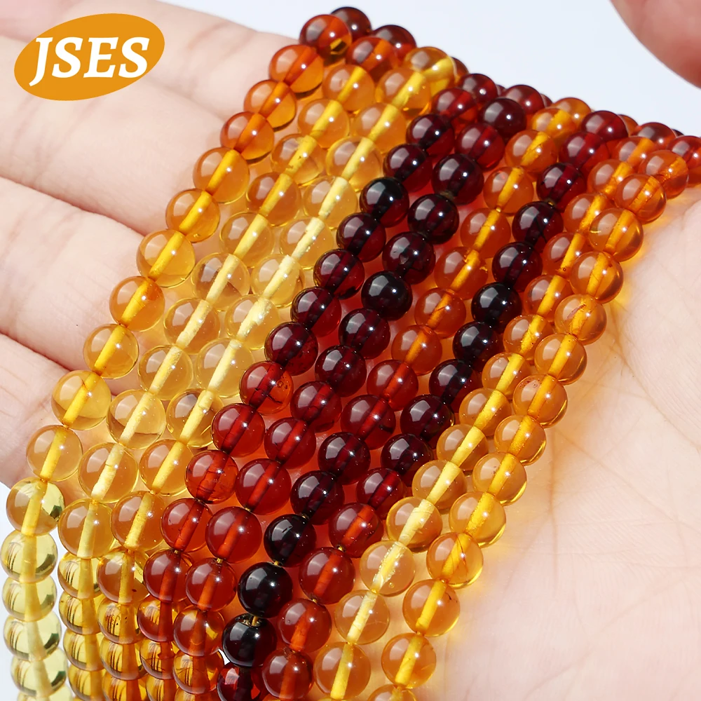 AA Natural Stone Baltic Sea Gradient Amber 4 5 6mm Loose Beads for Jewelry Making Bracelet Spacer Strand Beads DIY Accessories