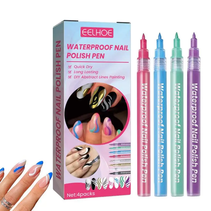 Nagel farbe Stift 4pcs schnell trocknen Nail Art Graffiti Stift wasserdicht Nagellack Stift für Nail Art DIY Zeichnung keine Basis und Dec klack Nr.