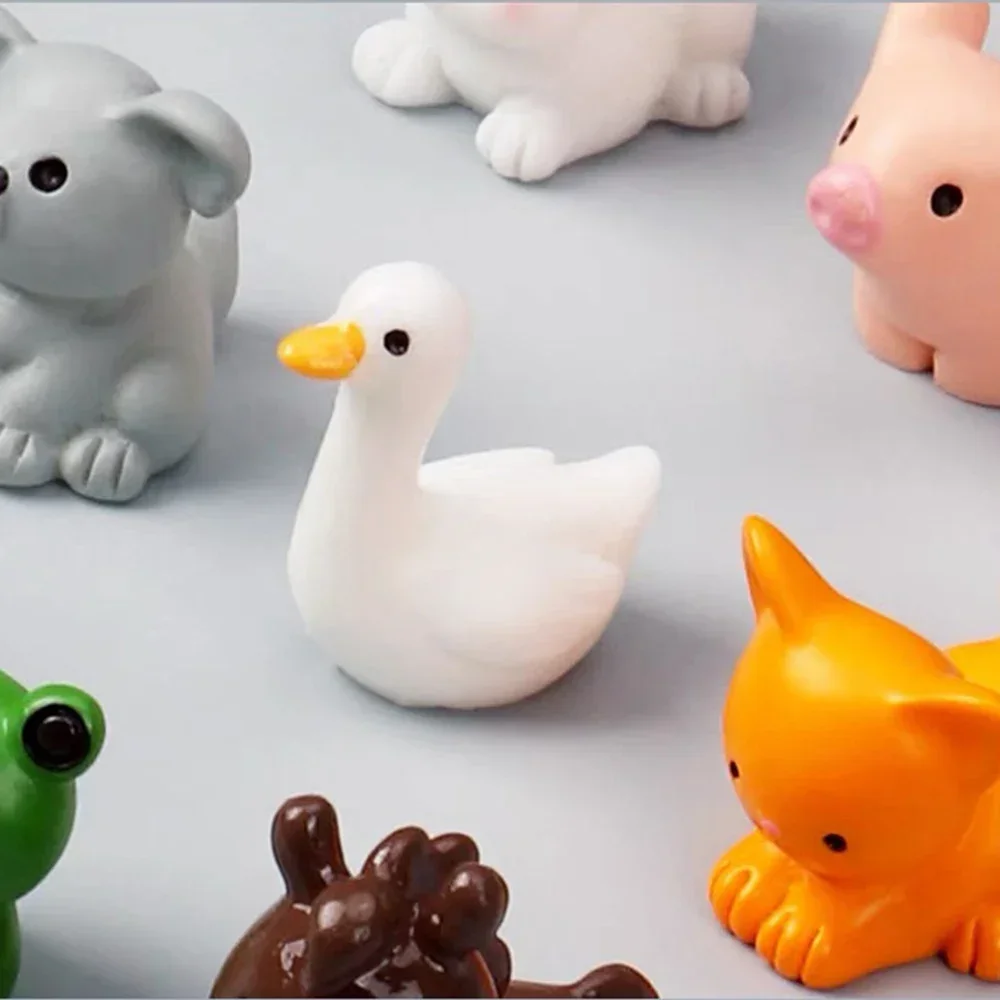 Resin Animal Fox Rabbit Sheep Duck Pig Cat Horse Frog Turtle Snake Koala Figurine Miniature Fairy Garden Decoration Accessories
