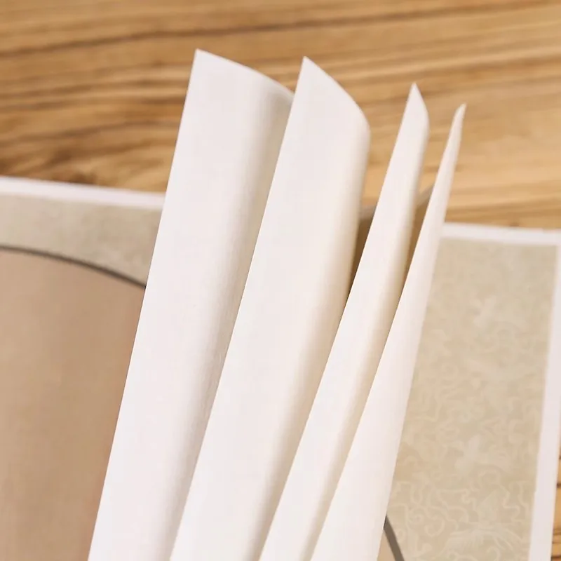 4 Sheets Round Shape Ripe Xuan Paper Cards For Vintage Brush Calligraphy Works Paper