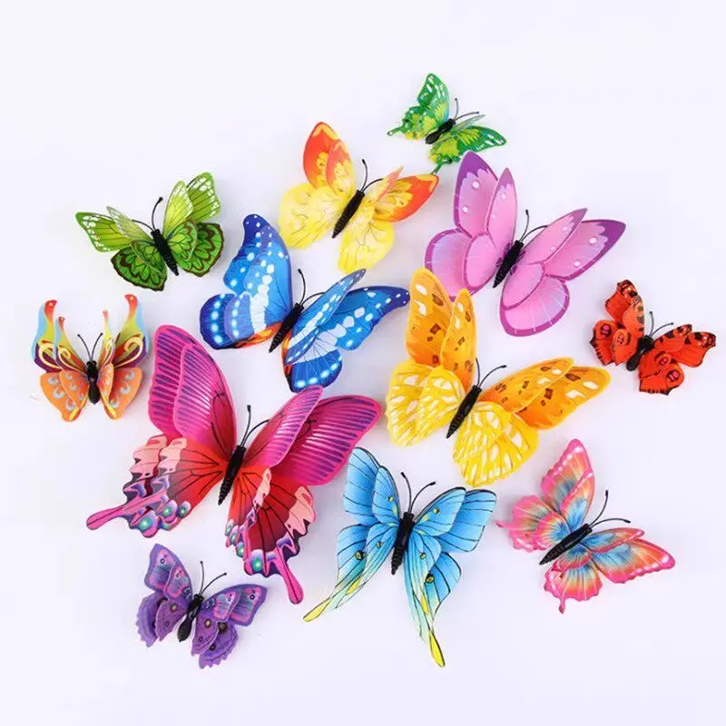 Double Layer Anti Real Butterfly Wall Stickers for Home Living Room Room Decoration Wedding Children's DIY Creative Stickers