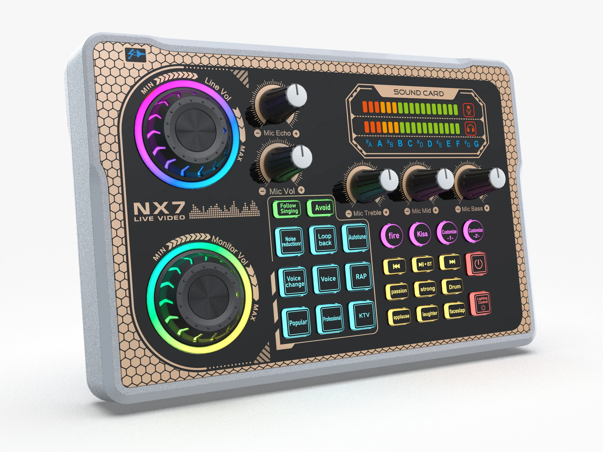 بطاقة صوت Hosabely NX7 للكمبيوتر الشخصي والهواتف الذكية والكمبيوتر المحمول وتسجيل مدونة الفيديو والبث المباشر #2