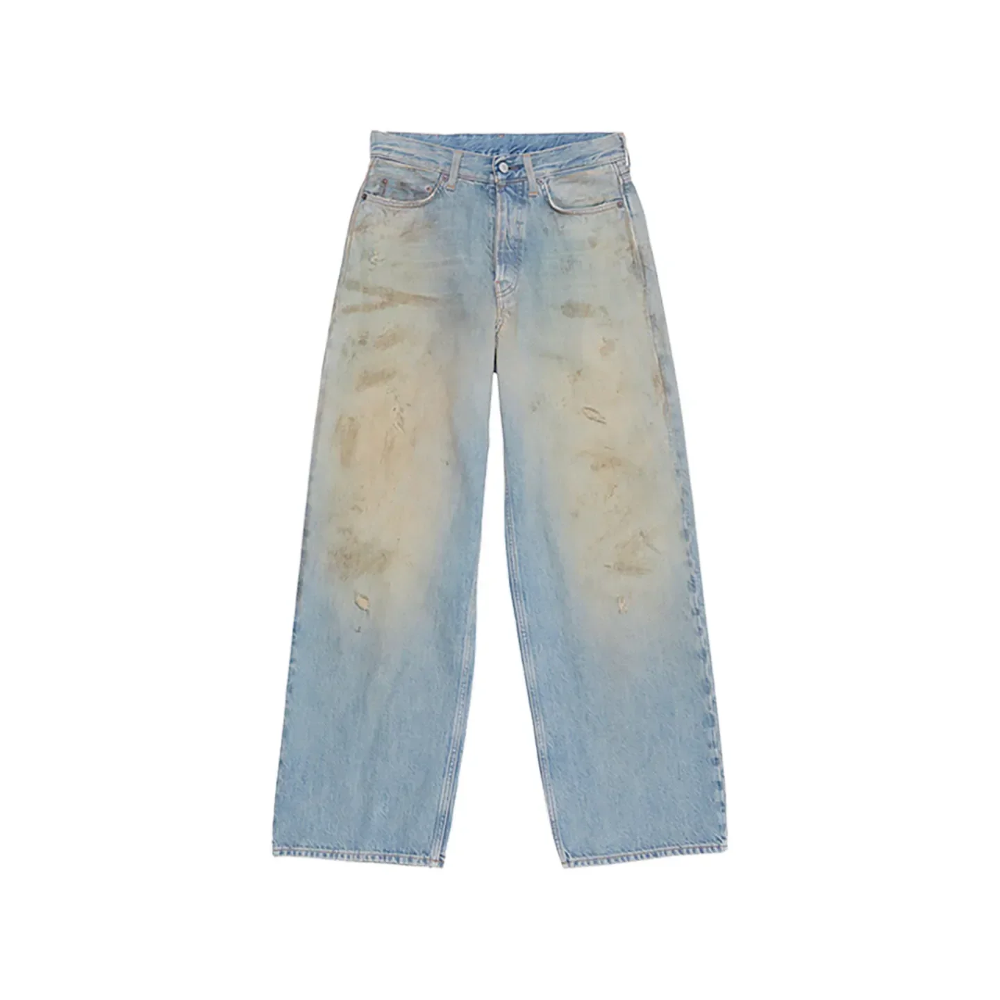 Ac 1981M Rivet leather bag jeans washed and old handmade mud-dyed dirty pants straight loose pants