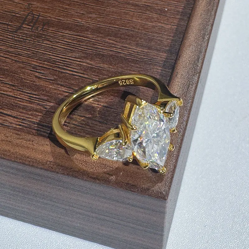 3ct Moissanit-Ringe 7x14mm Marquise-Schliff D-Farbe VVS1 925 Sterling Silber für Damen Klassischer Verlobungs- und Brautschmuck von Holycome – Detail 11