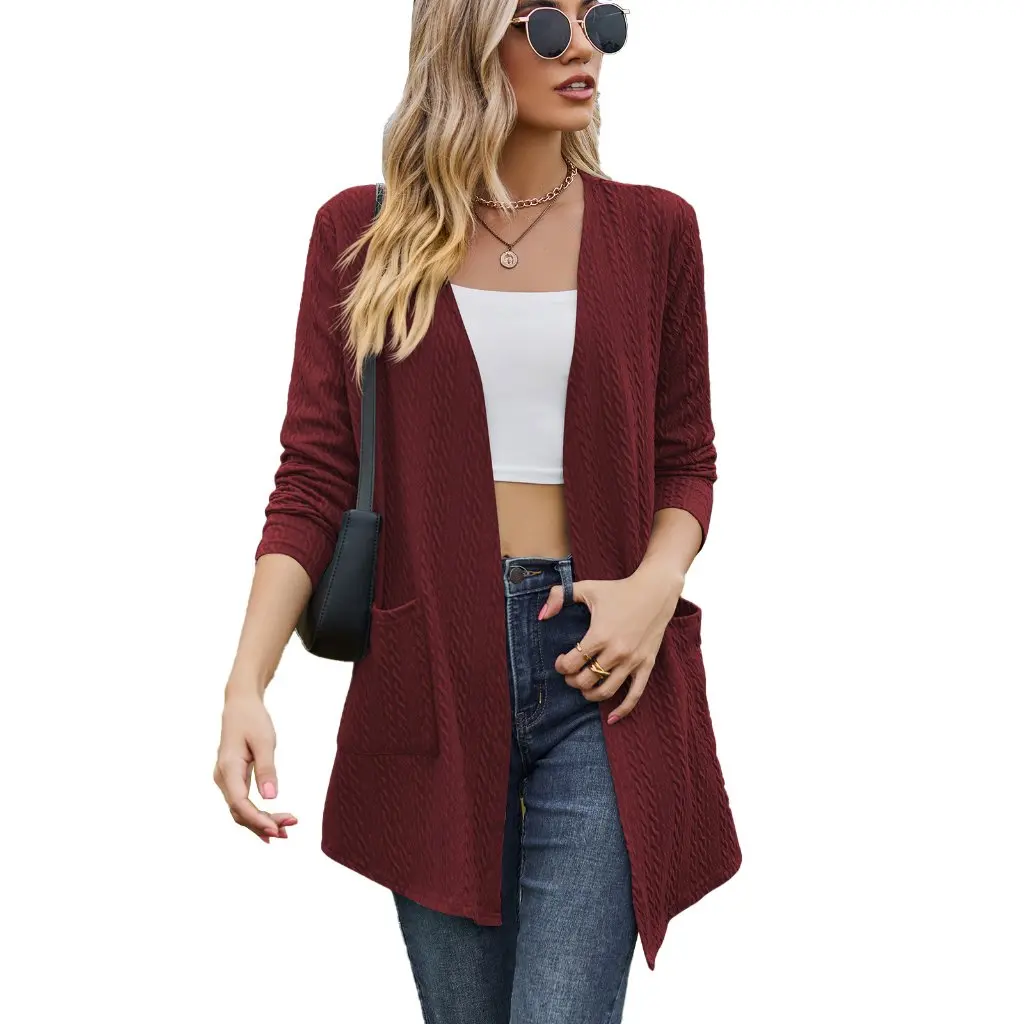 

Women's Solid Color Long Sleeve Cardigan Coat with Pockets Fashion Autumn Winter Outerwear
