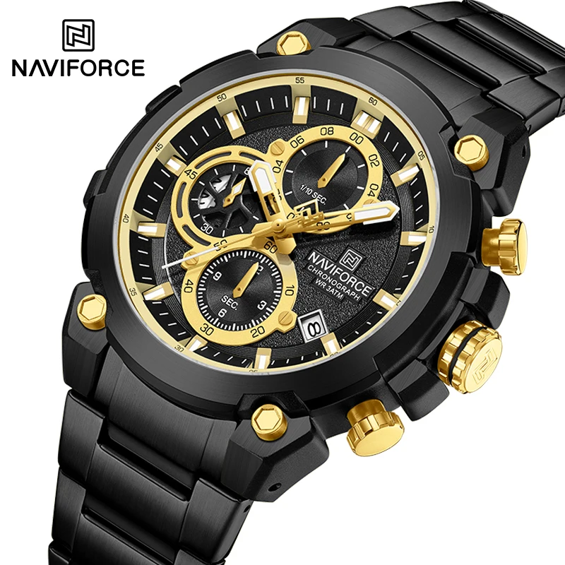 

New NAVIFORCE Men 30m Waterproof Watches Casual Stainless Steel Quartz Man Wristwatch Auto Date Display Clock Relogio Masculino