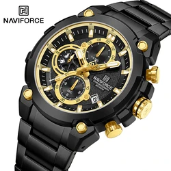 New NAVIFORCE Men 30m Waterproof Watches Casual Stainless Steel Quartz Man Wristwatch Auto Date Display Clock Relogio Masculino