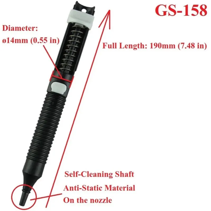 【THANKSGIVING DAY】Goot GS-158 Suction Tin Solder Removal Tool Self-Cleaning Shaft Anti-Static Light Strong Desoldering Pump Sold