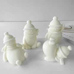 DIY Handmade Soap Scented Candles Plaster Christmas Ornaments Resin Gypsum Mold Creative Candle Making 3D Snowman Silicone Molds