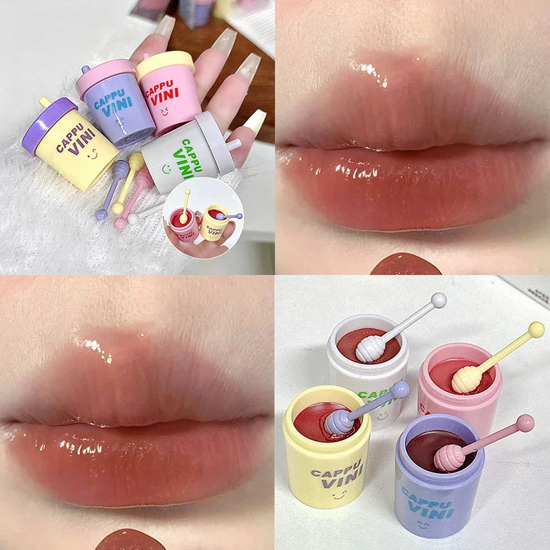1/3 Pcs Cute Little Milk Can Shape Lip Gloss Moisturizing Mirror Water Lip Gloss Sexy Red Lip Tint Lip Balm Lip Makeup Cosmetics