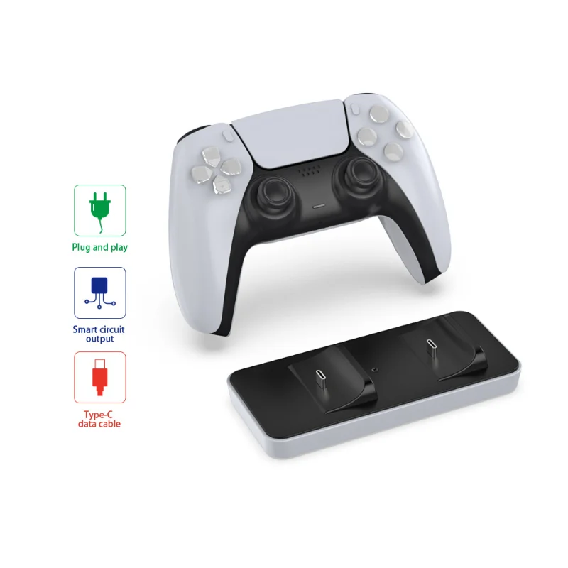 Dual USB Type C Charging Dock Station for DualSense Joystick Gamepad Wireless Controller Fast Charger for Sony PlayStation 5 PS5