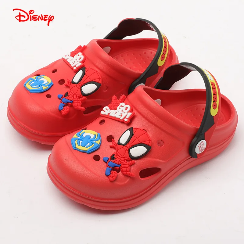 Kapcie dziecięce Disney letnie chłopcy Spiderman pantofle antypoślizgowe dziurki dziecięce buty na plażę miękkie dno malucha domowy kapeć Size21