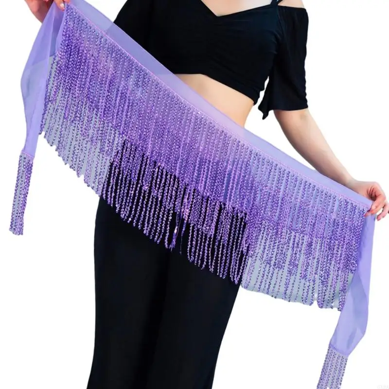 공연용 스파클링 댄스 벨트 소프트 폴리에스테르 밸리 댄스 힙 랩 액세서리 6XDA