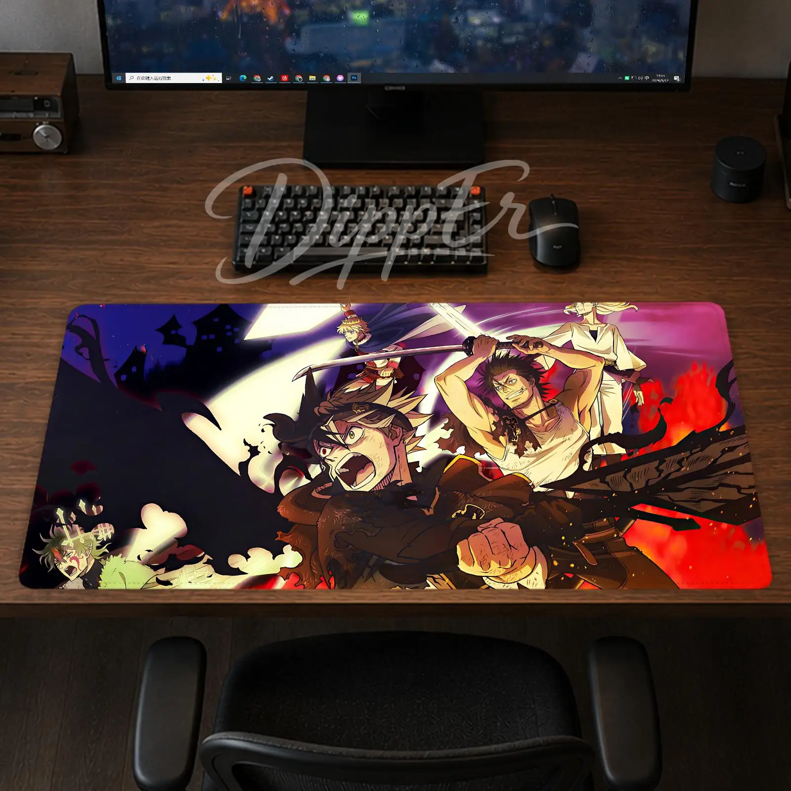 Black Clover Mouse Pad Office Large Desk Mat Gaming Mousepad Rubber Bottom Non-Slip Cushion 900X400