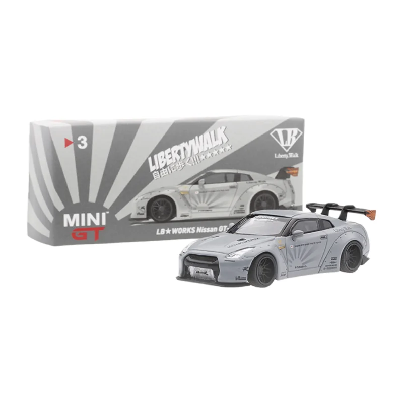 

MINI GT # 3 модели автомобиля Nissan GTR R35 LBWK из статического сплава, праздничная подарочная игрушка для мальчиков, украшение для коллекции для взрослых.