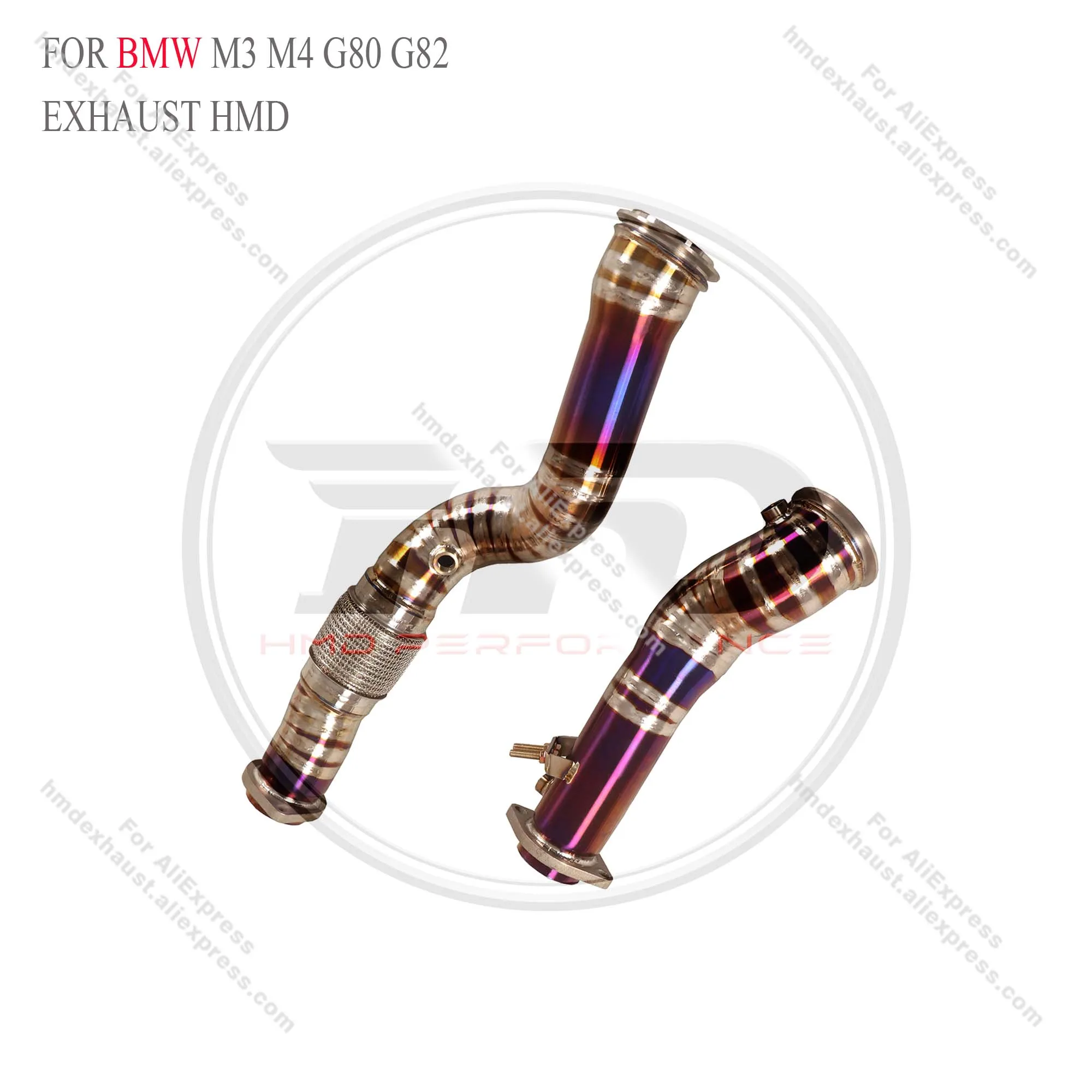 HMD Titanium Exhaust System Performance Downpipe for BMW M3 M4 G80 G82 3.0T 2021+ without catalysis