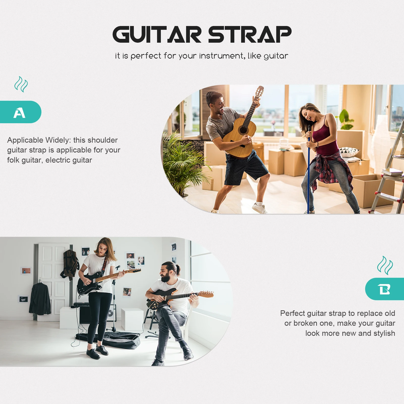 

Ukulele Strap Acoustic Guitar Retro Straps Belt Youth Vintage with Shoulder Pad Embroidered