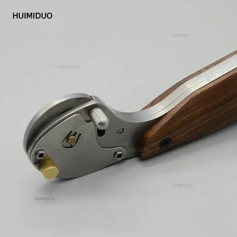 Nattools Full Metal Rotary Cutter Stainless Steel Leather Craft Retractable Blade Walnut Handle 45 Mm
