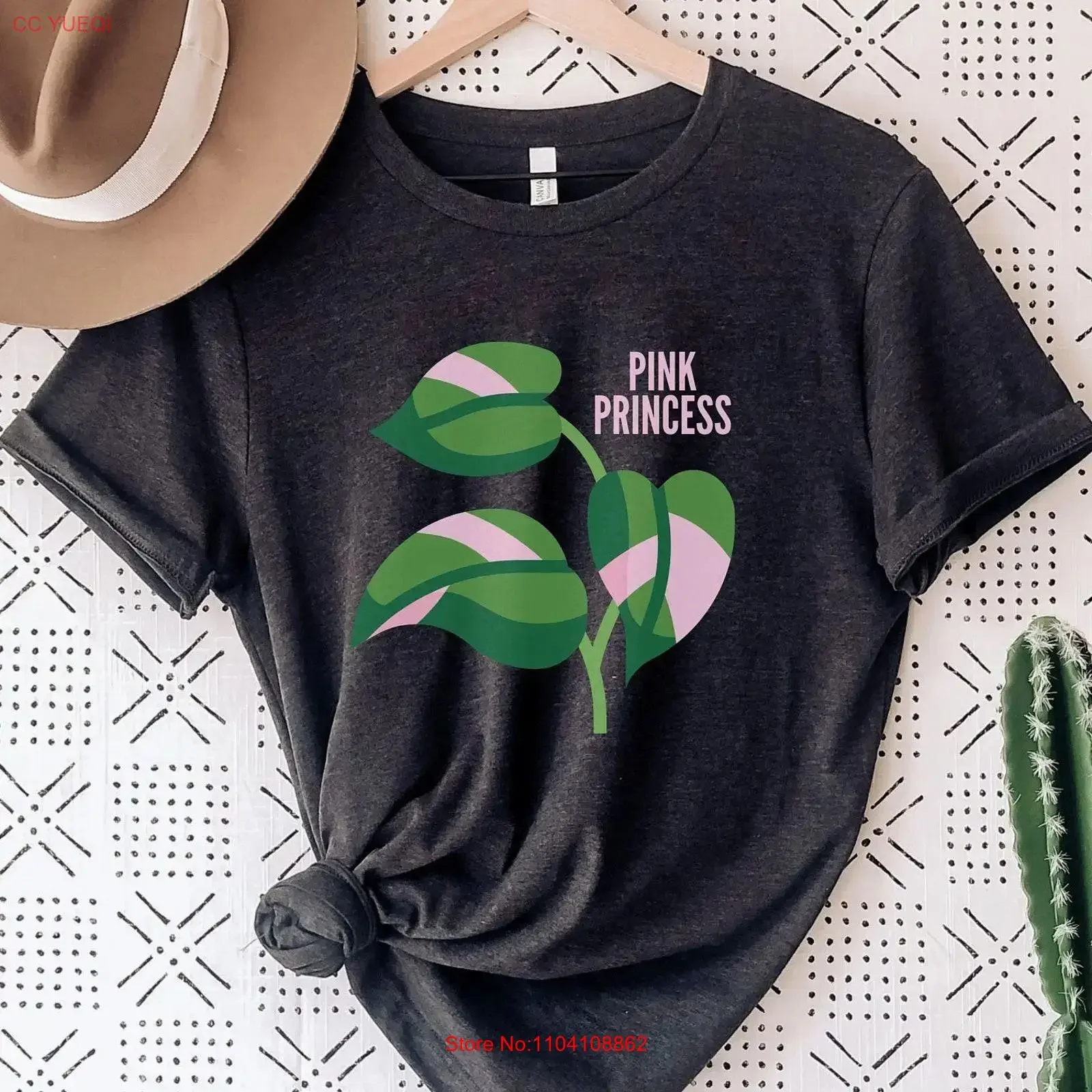 Philodendron Pink Princess T Shirt Rare Indoor Houseplant PlanT For Lady Variegated vintage Washed Casual Comfortable Stretched