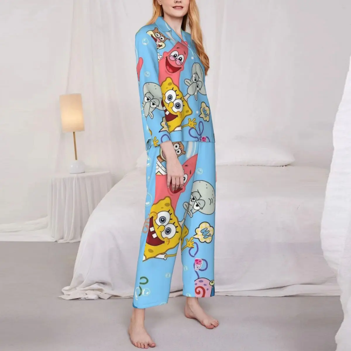 SpongeBob SquarePants Women Pajamas 2 Pieces Set Loungewear pyjama pour femme