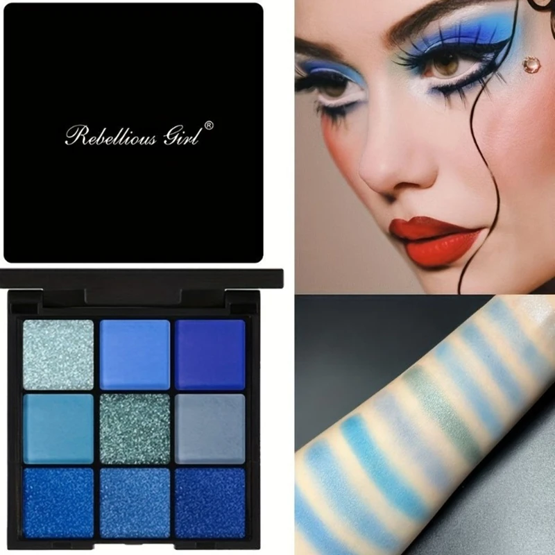 Paleta de sombra de ojos de 9 colores, Mini colores brillantes, brillo metálico mate, resistente al agua, juego de maquillaje de sombra de ojos de larga duración