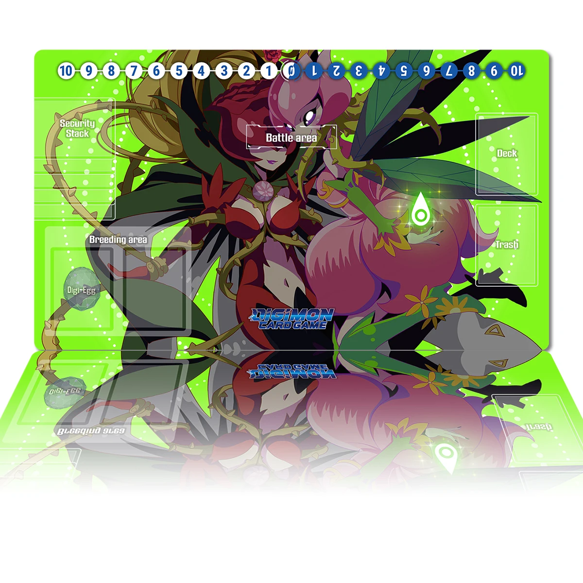 Digimon Playmat Lillymon Rosemon TCG CCG Card Game Board Game Mat Anime Mouse Pad Desk Mat Gaming Accessories with Zone Free Bag