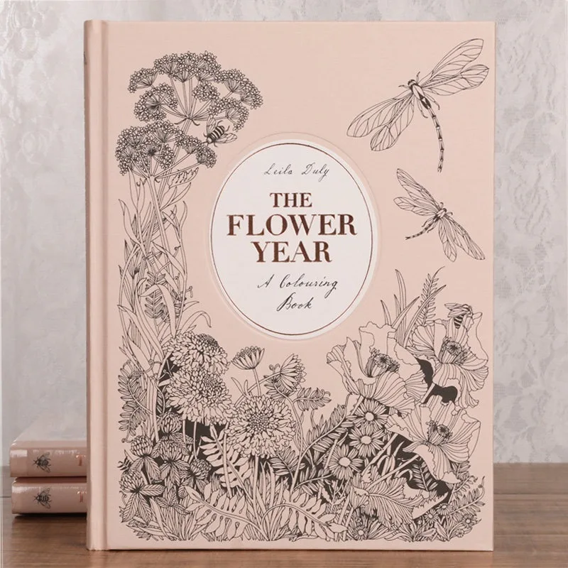 The Flower Year Colouring Book Adultt Kids Painting Graffiti Art Libro Hard Cover 104Pages Drawing Book
