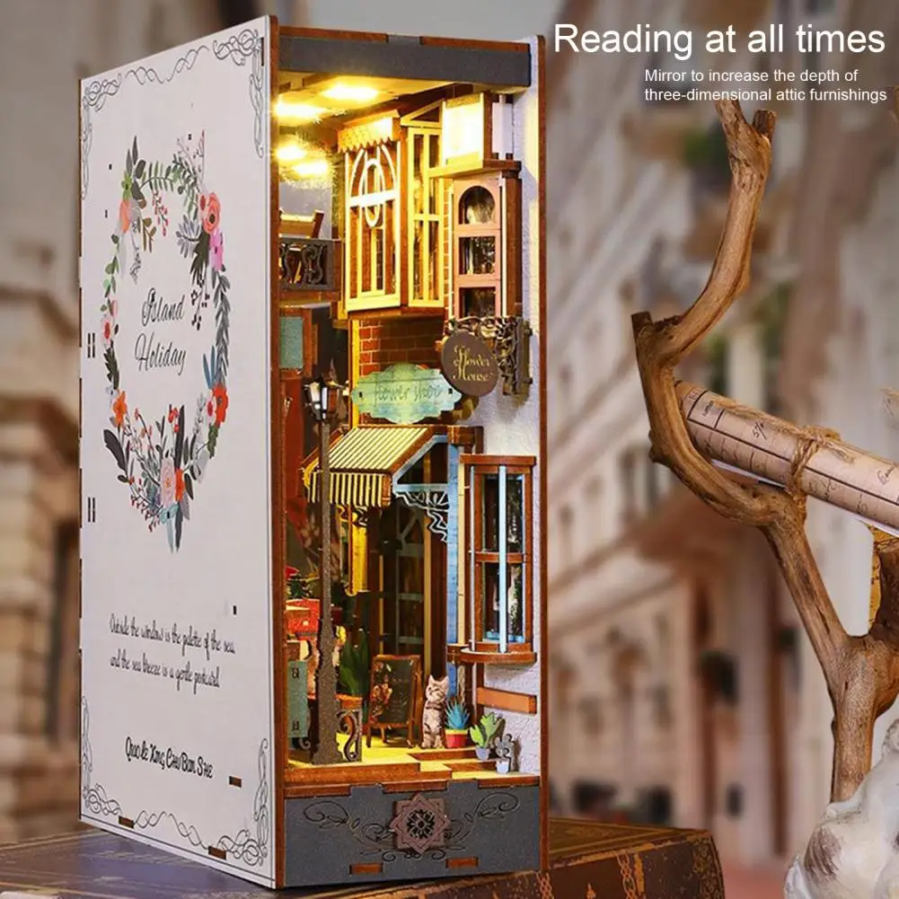 NEW DIY Book Nook Insert Shelf Kits Wooden Miniature Model Kit Baroque Dreams Bookend Assembled Bookshelf Home Decor Girls Gifts
