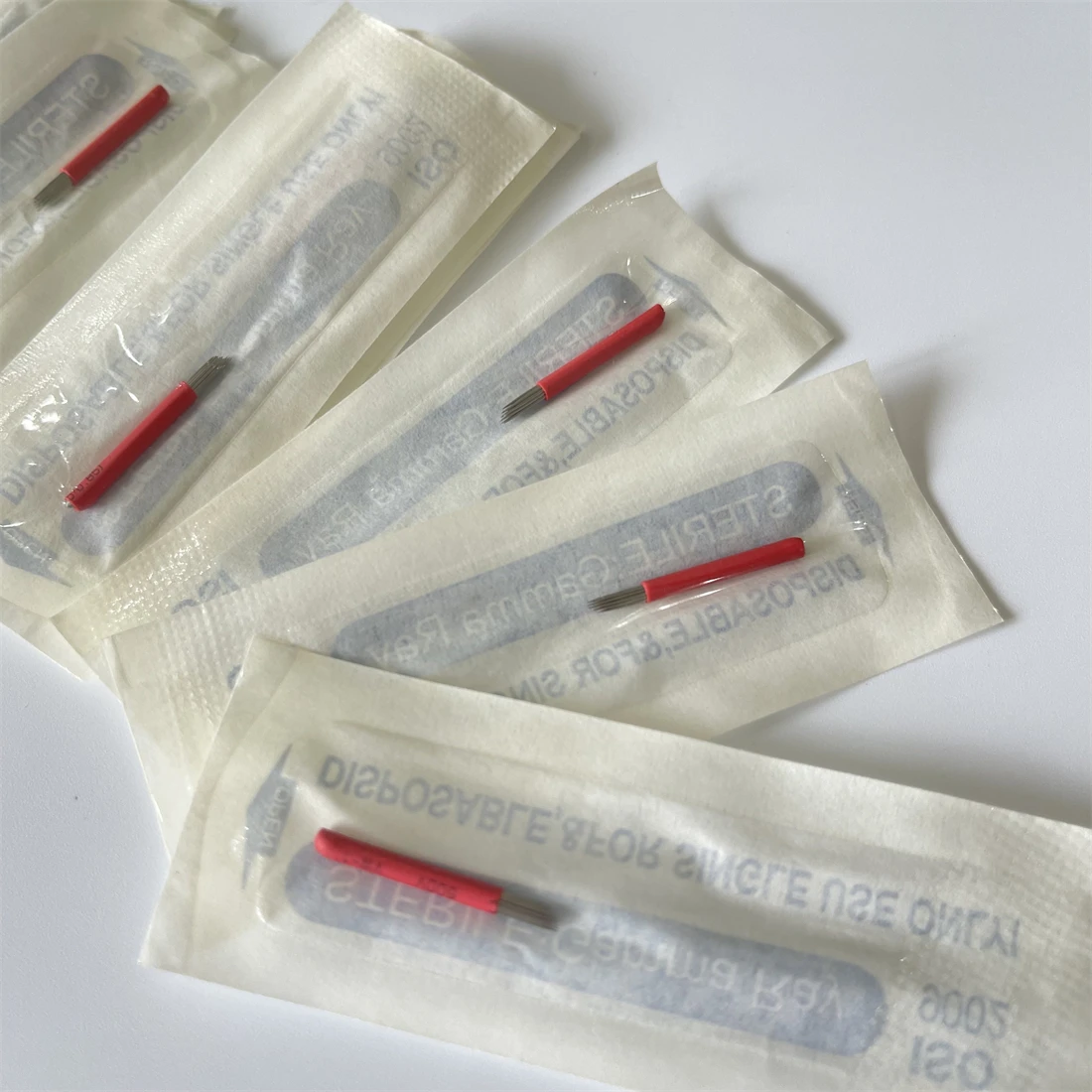 50Pcs Tebori Shading Beveled Round 19Pin Eyebrow Microblading Needles Manual Needle Fog Eyebrow Blade Needles Permanent Makeup