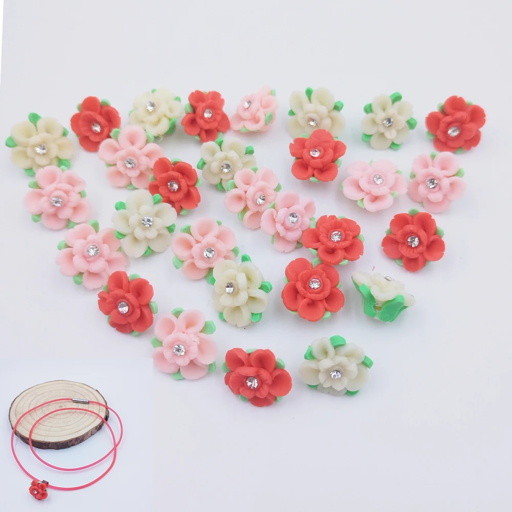 

6PCS 16MM Polymer Clay Diamond Delicate Flower DIY Jewelry Making Necklace Bracelet Phone Case Decorative Accessories