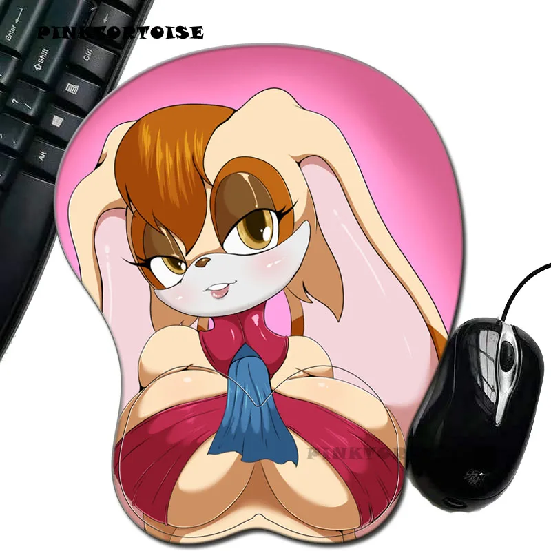 PINKTORTOISE 만화 애니메이션 3D 섹시한 가슴 실리콘 마우스 패드, 손목 받침대 지지대, 귀여운 동물 마우스 매트 마우스 패드