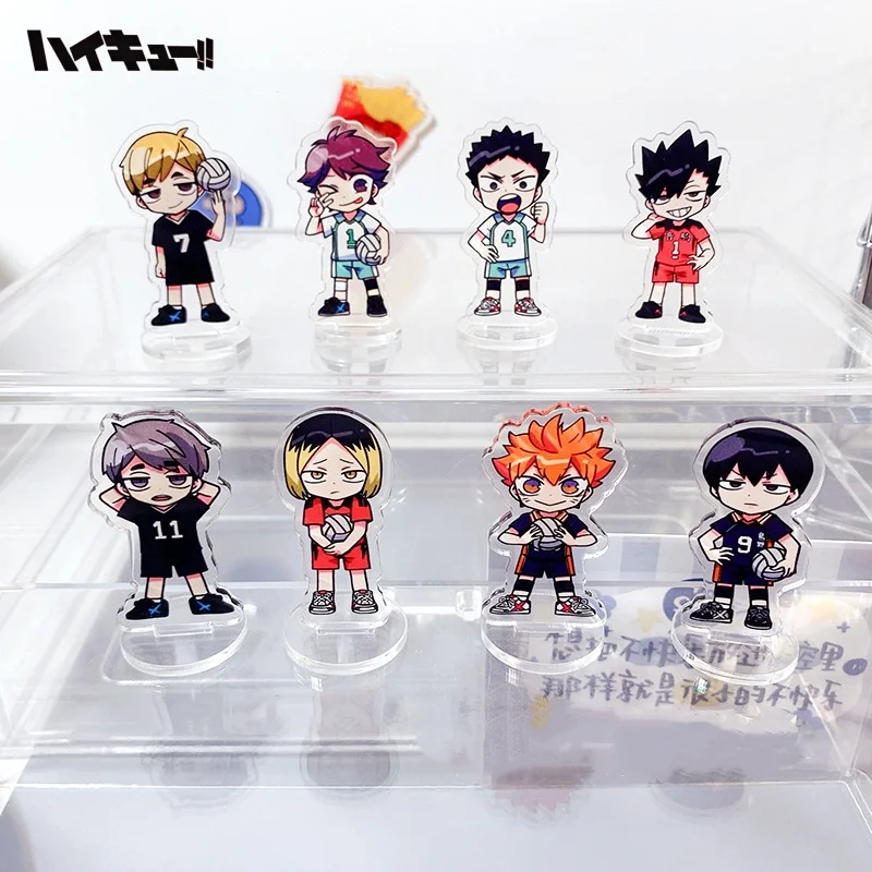 Anime Haikyuu 5CM 2D Acrylic Mini Wall-Mounted Figurine with Cute Characters for Tabletop Decoration and Color-Coded Tasks