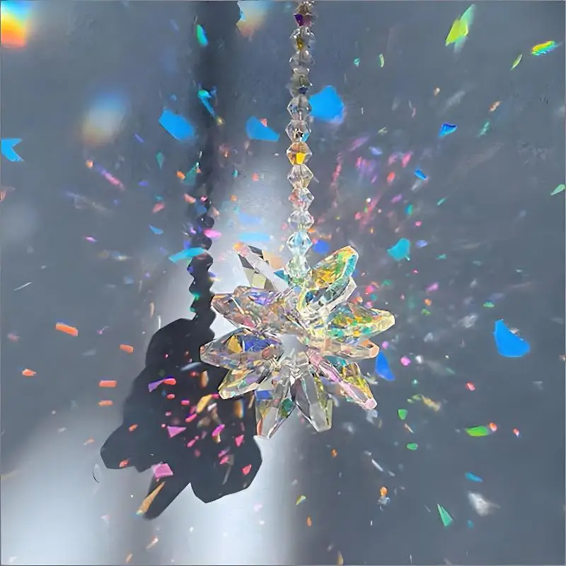 Snowflake Crystal Sun Catcher,Rainbow Prism Hanging Ornament For Summer Window,Garden & Home Decor And Outdoor Garden Decoration