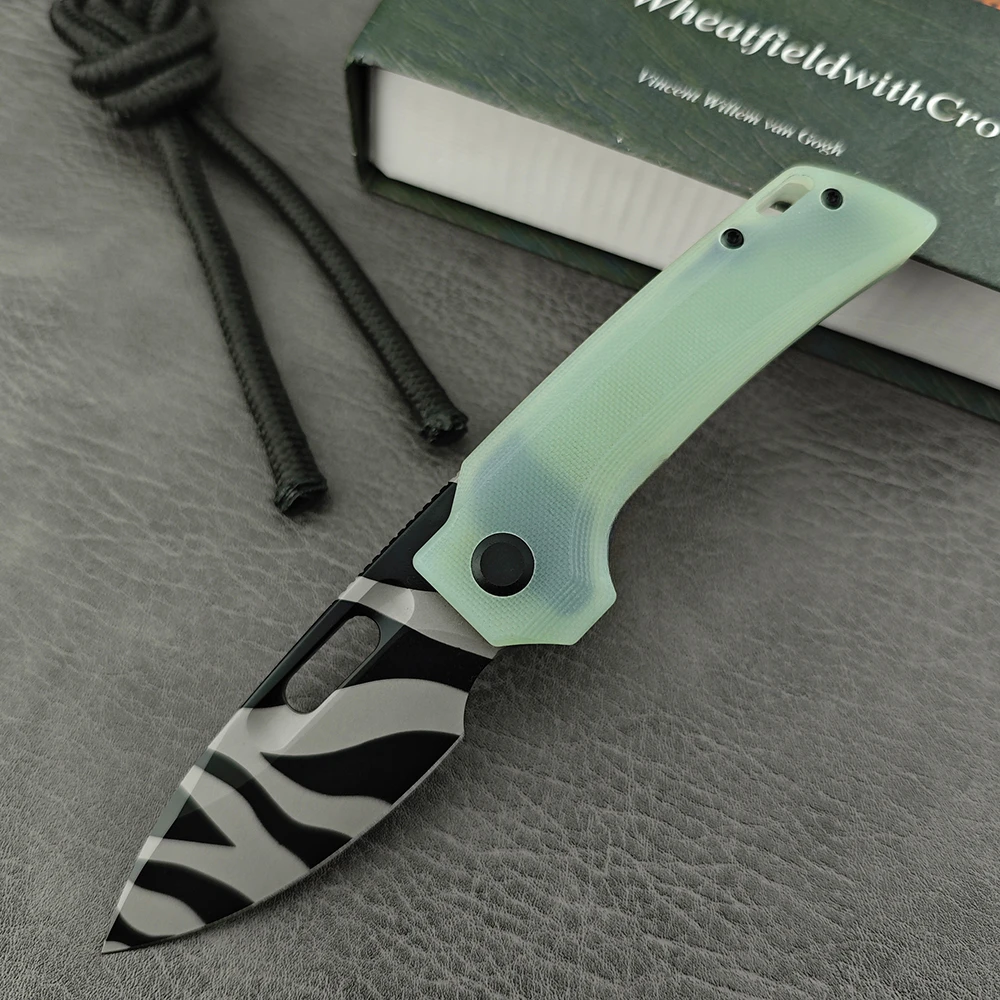 Mini Pocket Knife D2 Steel Blade G10 / Carbon Fiber Handles Folding Knife Self Defense EDC Tools Camping Knife