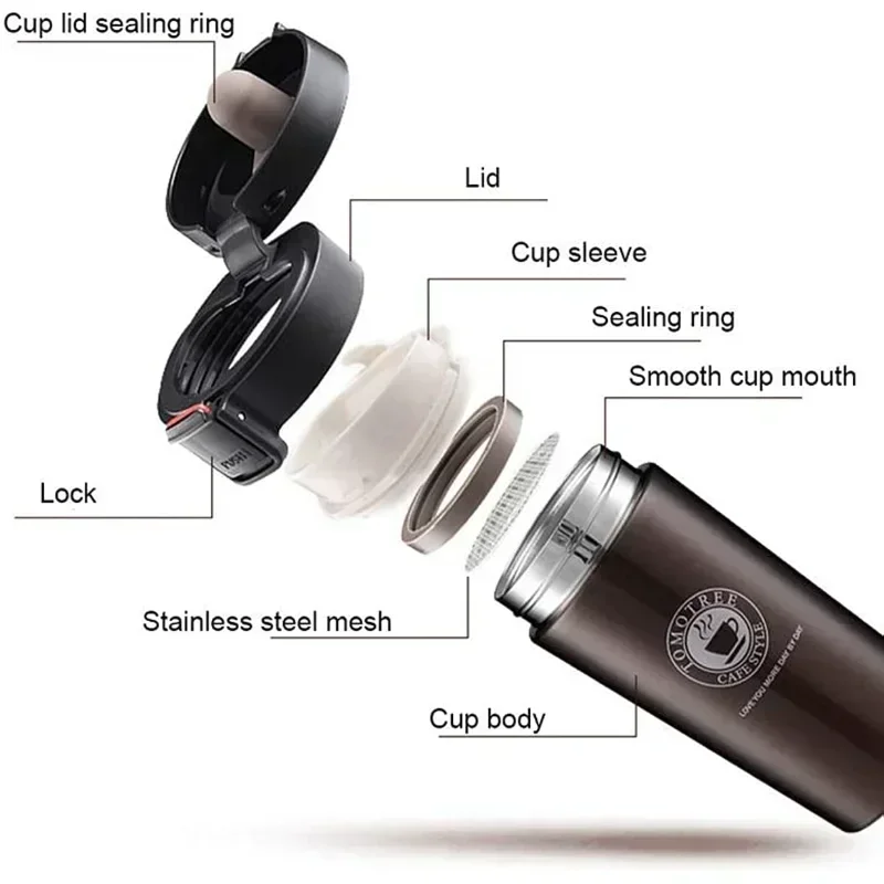 380ml Thermos Coffee Cup Tea Mug Double Layer Stainless Steel Vacuum Insulated Metal Thermos Outdoor Sports Water Bottle