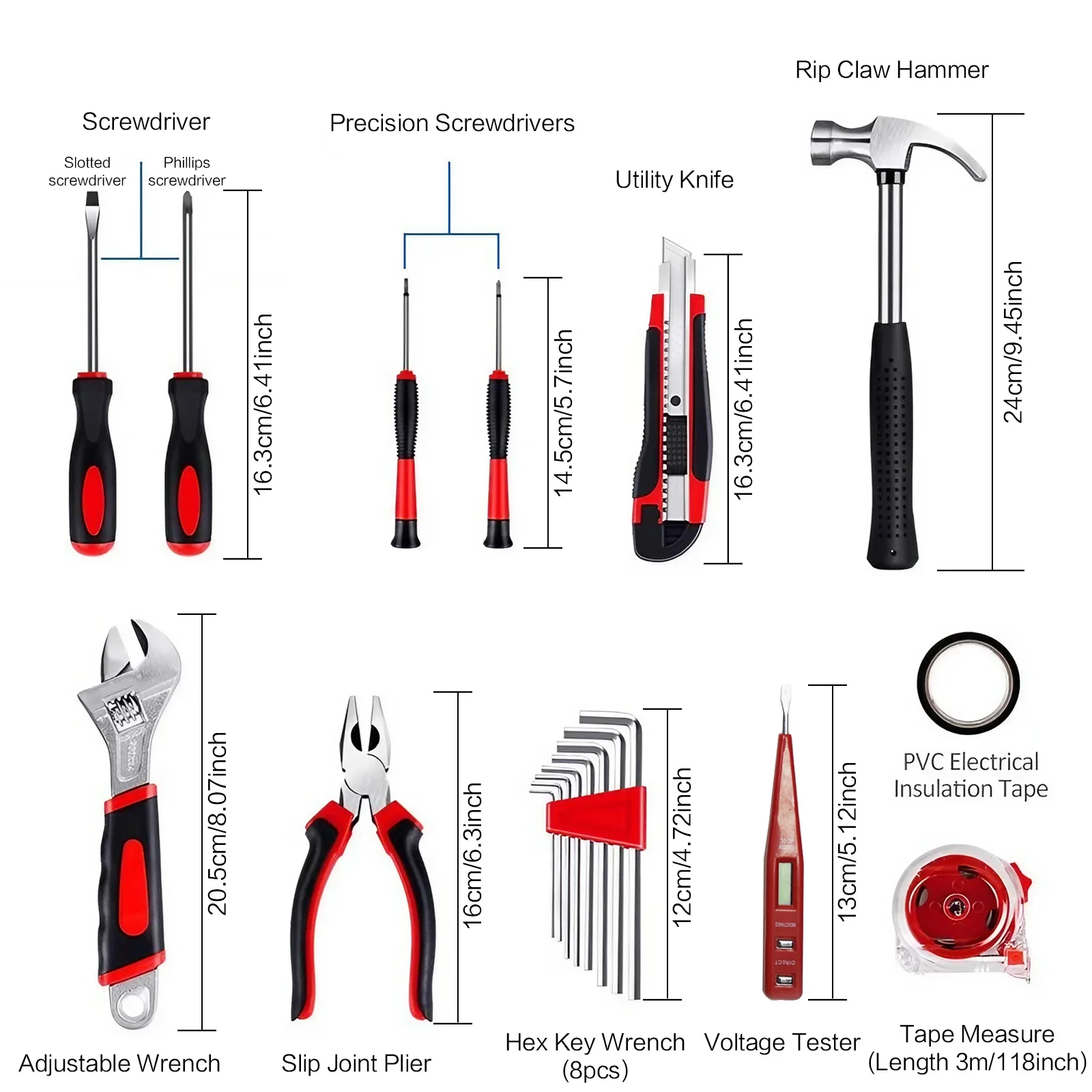 STOENGO 19/43/108pcs Hardware Household Hand Tool Kit Set Household DIY Hand Tool Kit Saw Screwdriver Hammer Tape Wrench Pliers